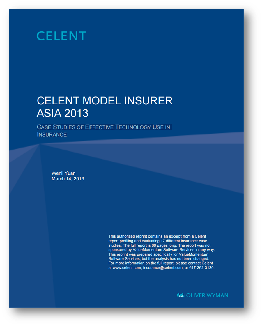 ValueMomentum insurance customer wins Celent Model Insurer for Distribution